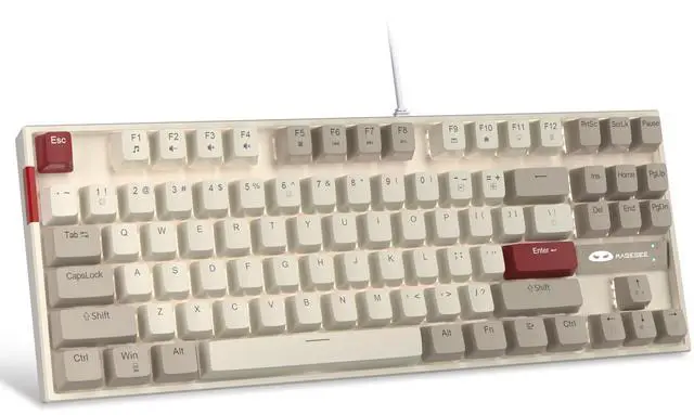 Main image of MageGee 75% Mechanical Gaming Keyboard, Red Switch, LED White Backlit, 87 Keys Compact TKL Wired Computer Keyboards for Windows Laptop PC Gamer - Retro White/Grey