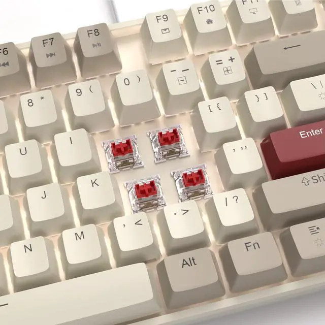 Alt view image 2 of 5 - MageGee 75% Mechanical Gaming Keyboard, Red Switch, LED White Backlit, 87 Keys Compact TKL Wired Computer Keyboards for Windows Laptop PC Gamer - Retro White/Grey
