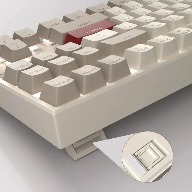 Alt view image 5 of 5 - MageGee 75% Mechanical Gaming Keyboard, Red Switch, LED White Backlit, 87 Keys Compact TKL Wired Computer Keyboards for Windows Laptop PC Gamer - Retro White/Grey