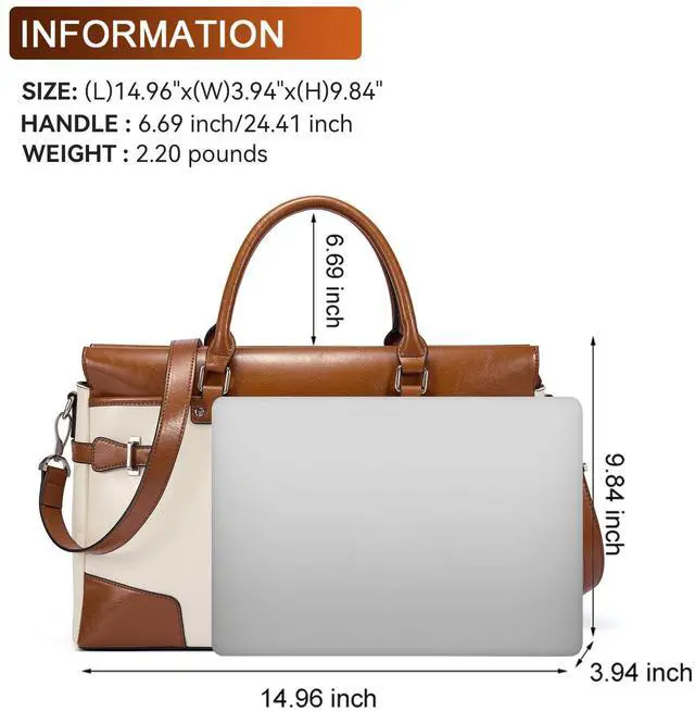 Alt view image 2 of 5 - BOSTANTEN Briefcase for Women Leather Laptop Bag 15.6 inch Computer Messenger Office Business Work Tote
