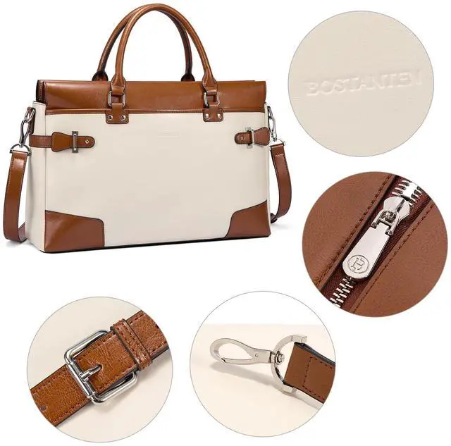 Alt view image 5 of 5 - BOSTANTEN Briefcase for Women Leather Laptop Bag 15.6 inch Computer Messenger Office Business Work Tote