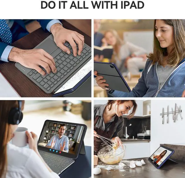 Alt view image 4 of 5 - Touch iPad 10th Generation Case with Keyboard (10.9", 2022) & iPad 11th (A16, 2025): Magnetic Split Stand Case, Multi-Touch Trackpad, Rechargeable Wireless Keyboard Folio with Backlit Keys, Gray