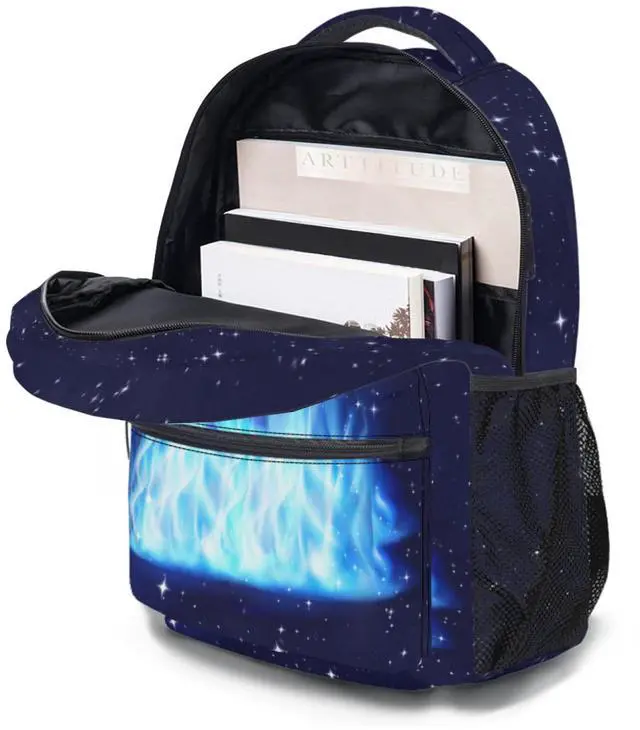 Alt view image 4 of 5 - Kawani Blue Fire Dragon College Bookbags Fire Dragon Head in Blue Lightning School Backpack for Girls Women, Teens School Bags Bookbags Ladies Laptop Backpacks Travel Hiking Camping Gym Daypack