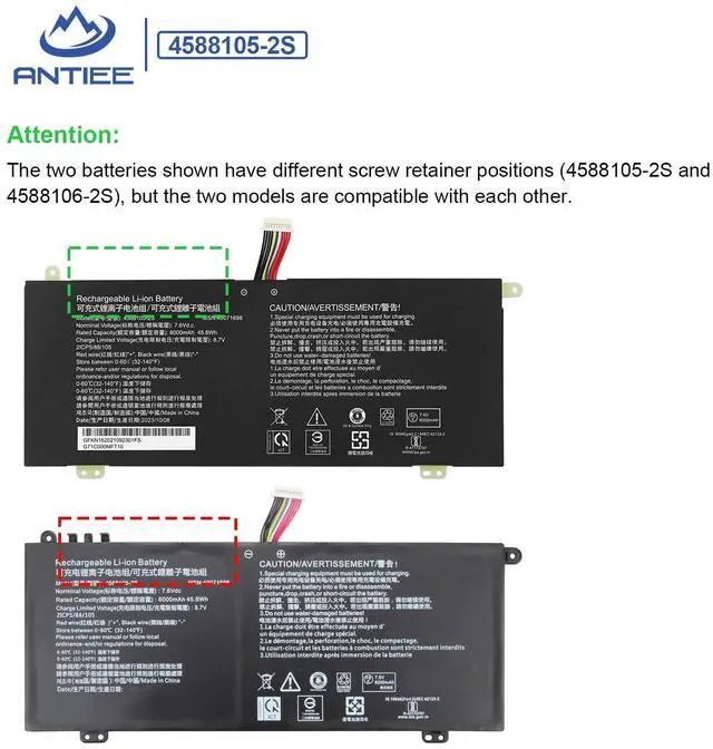 Alt view image 3 of 5 - 4588105-2S 4588106-2S Laptop Battery for Dynabook Satellite Pro C50D-B-10D C50D-B-10E C50D-B-11A C50D-B-100 C50-E-105 C50-H-103 C50D-B-113 C50D-B-115 MEDION Akoya E15403 Series 40071698 40072215 7.6V