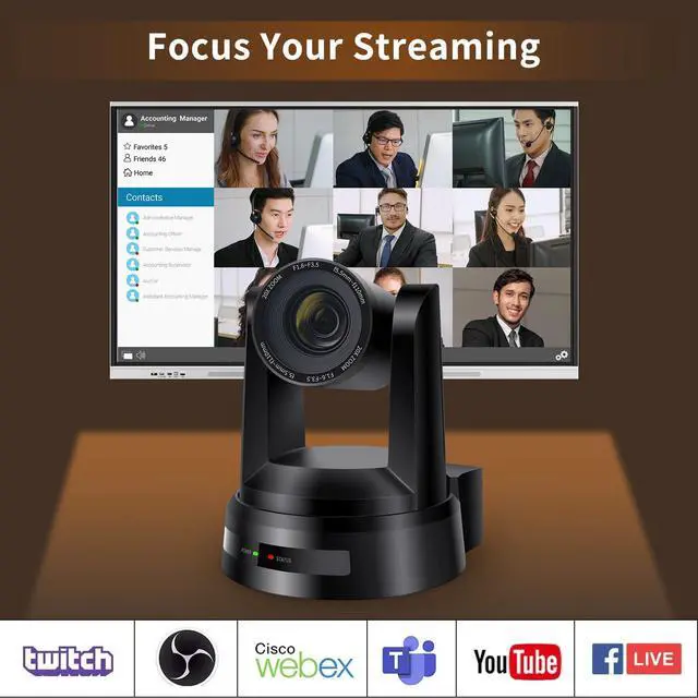 Alt view image 3 of 5 - HCSTVCON PTZ Camera 4K,AI Auto Tracking USB3.0/3G-SDI/LAN HDMI PTZ Camera 20X Optical +16X Digital Zoom with PoE Live Streaming for Church Worship,OBS,Facebook,YouTube
