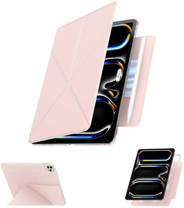 Main image of SANUODD for iPad Pro 13 inch Case M4 2024, Slim Powerful Magnetic Attachment Full Corner Protective iPad Case with Auto Wake/Sleep and Hidden Pencil Holder (Pastel Pink, iPad pro 13 inch)