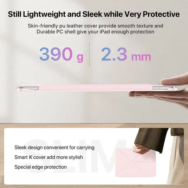 Alt view image 5 of 5 - SANUODD for iPad Pro 13 inch Case M4 2024, Slim Powerful Magnetic Attachment Full Corner Protective iPad Case with Auto Wake/Sleep and Hidden Pencil Holder (Pastel Pink, iPad pro 13 inch)