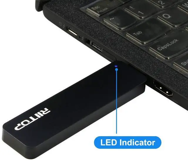 Alt view image 4 of 5 - M.2 to USB Enclosure, RIITOP M2 SSD to USB 3.1 (Type-A) Reader with Case Compatible with Both NVMe (PCI-e) & NGFF B+M Key (SATA) SSD [Upgraded]