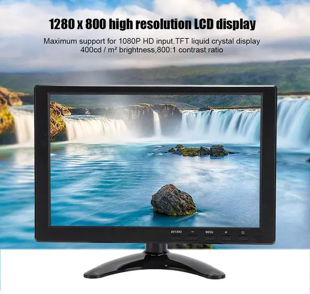 Alt view image 2 of 5 - 10.1 Inch LCD Monitor, Universal 1280x800 16:10 HD Small Monitor with, VGA, BNC Input, WLED Backlight Color Screen Display Built in Speaker, Portable Gaming Computer