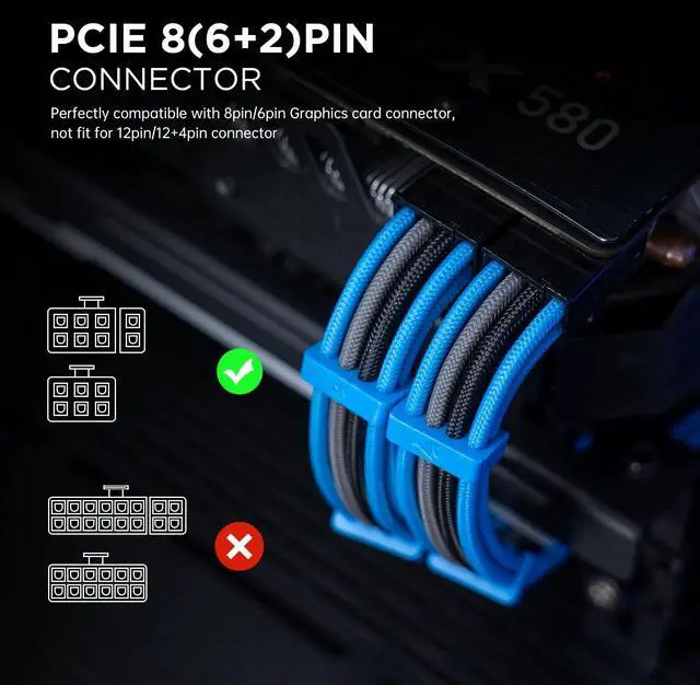 Alt view image 3 of 5 - ASIAHORSE 16AWG PSU Cable Extension Power Cords, Customized Power Supply Mod Sleeve Extension Cable, ATX/EPS/8-pin PCI-E/6-pin PCI-E for PSU Cable