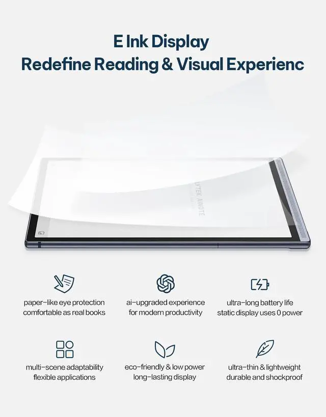 Alt view image 2 of 5 - AINOTE Air 2, 8.2" AI E Ink Tablet, Smart Paper Note-Taking Tablet with Stylus & Adjustable Light, ChatGPT-Powered Multi-Language Transcription, Meeting Minutes Schedule Management Digital Notebook