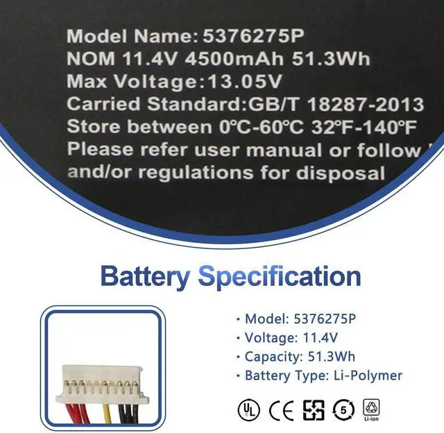 Alt view image 2 of 5 - 5376275P Laptop Battery for Gateway GWTN141-10BK GWTN141-4 GWTN156-5BL GWTN141-4BL GWTN141-2BL GWTN141-5BK GWTN141-4BK GWTN141-5BL UTL-509068-3S GWTN156-1RG GWTN156-9SL GWTN141-10BL NV-509067-3S 11.4V