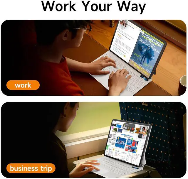 Alt view image 5 of 5 - nimin Keyboard case for iPad Pro 11-inch M4 2024, 7 Colour Backlit, Multi-Touch Trackpad, Floating Magnetic Design, Battery Display, Snow White