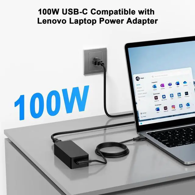 Alt view image 4 of 5 - Ryaobwu100W USB C Laptop Charger Compatible with Lenovo ThinkPad, Chromebook, HP, Dell, Acer, Asus, MSI, LG, Samsung, Huawei, ROG and Other USB-C Devices Universal Type-C Power Adapter
