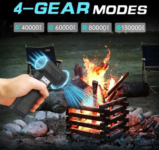 Alt view image 3 of 5 - KMDODO Electric Air Duster with Light - 130000RPM Cordless Blower for SUP Pump, Inflatable Paddleboard, Rechargeable Brushless Motor, 4-Speed for Computer, Keyboard, Car, Home, Outdoor Cleaning