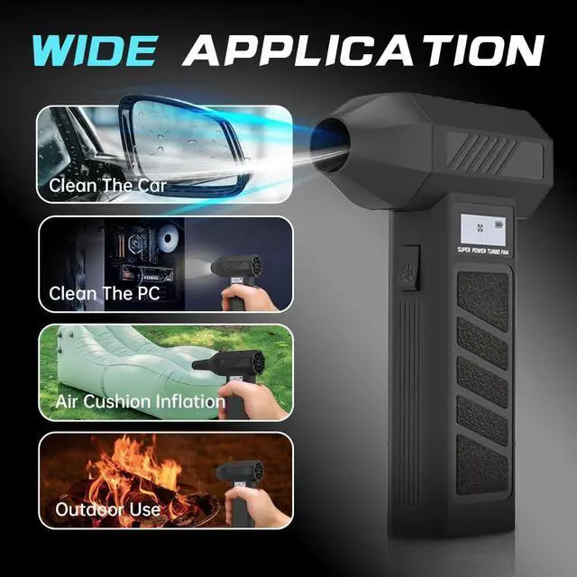 Alt view image 5 of 5 - KMDODO Electric Air Duster with Light - 130000RPM Cordless Blower for SUP Pump, Inflatable Paddleboard, Rechargeable Brushless Motor, 4-Speed for Computer, Keyboard, Car, Home, Outdoor Cleaning