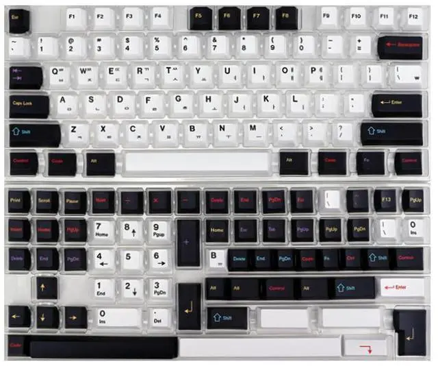 Alt view image 3 of 5 - KBDiy 143 Keys Colorchrome Keycaps, Dye-Sublimation PBT Custom Keycap Set for Cherry Profile, Black and White Key caps Customized Pattern Keycaps for Cherry Gateron MX Switches Mechanical Keyboards