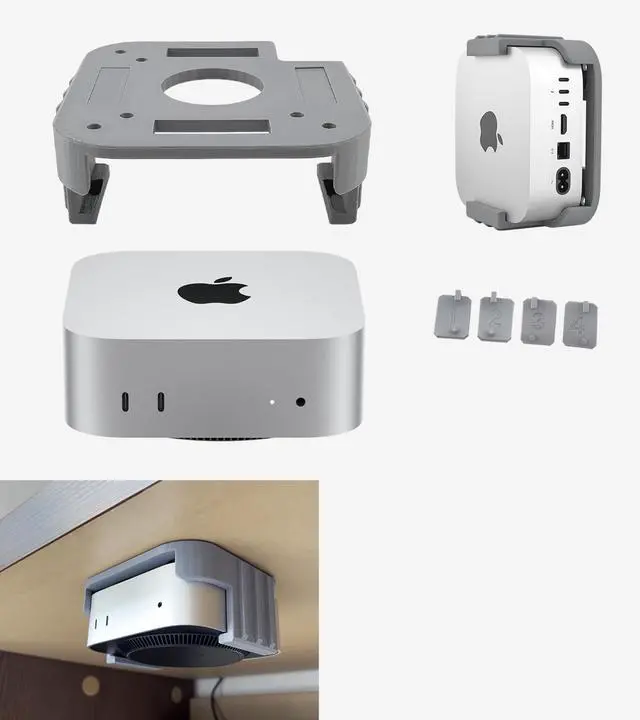 Main image of Artigree All-in-One Under Desk Mount for Mac mini M4 - VESA Monitor Bracket Compatible, Suitable for IKEA Pegboard, Wall Mount - Mac mini Accessories, Mac M4 Pro Versatile Stand (Grey)