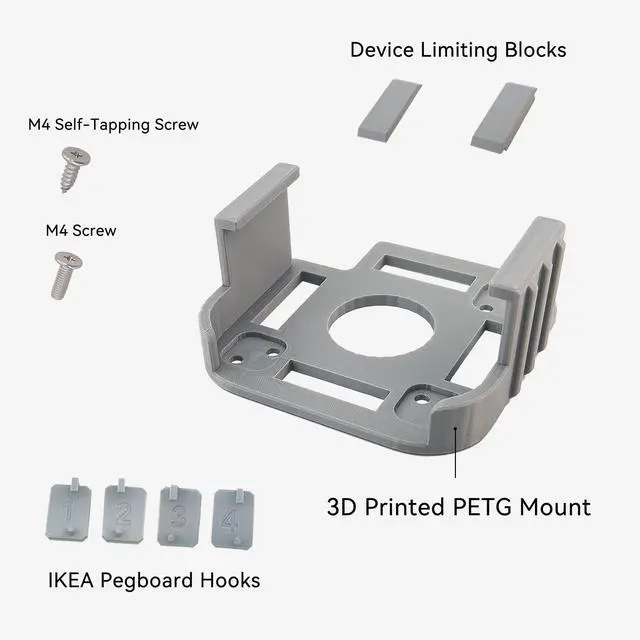 Alt view image 4 of 5 - Artigree All-in-One Under Desk Mount for Mac mini M4 - VESA Monitor Bracket Compatible, Suitable for IKEA Pegboard, Wall Mount - Mac mini Accessories, Mac M4 Pro Versatile Stand (Grey)