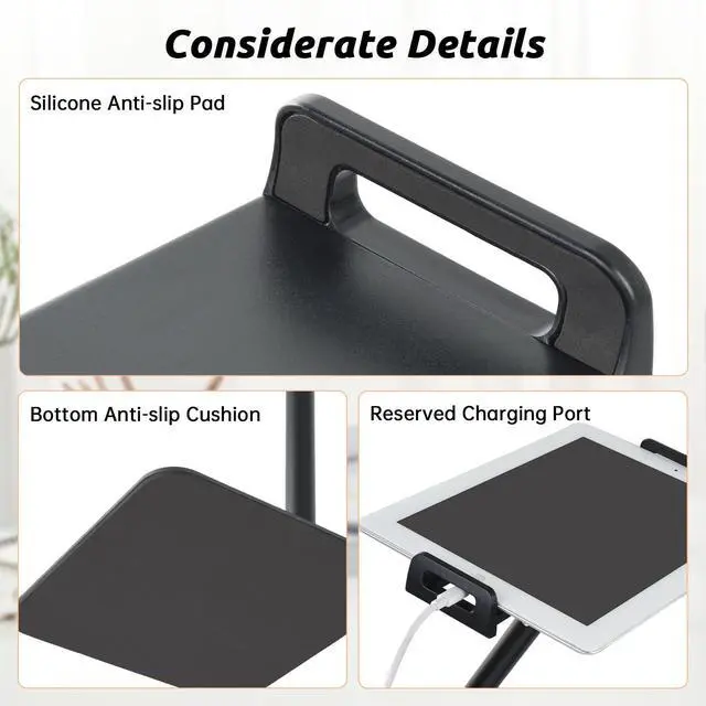 Alt view image 5 of 5 - UTEBIT Tablet Stand for Desk, Adjustable Angle Height Cell Phone Holder 360° Rotation Foldable Phone Stand Office Desk Accessories Compatible with 4''-13'' Smartphones iPhone iPad Air Kindle (Black)