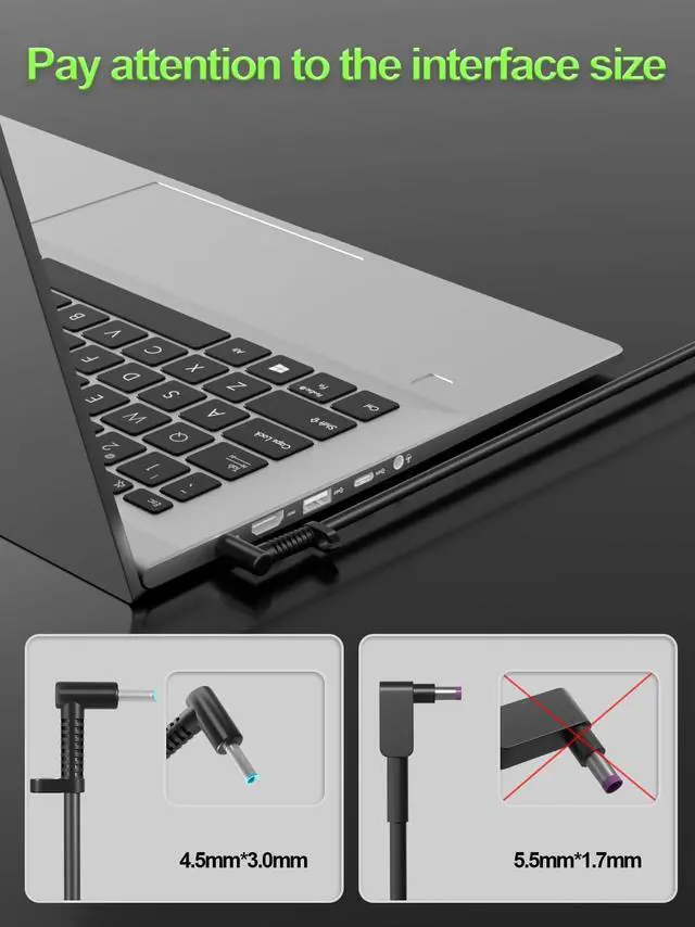 Alt view image 2 of 5 - 200W Charger for HP Victus 15 16 17 Omen 15 16 17 Pavilion Gaming 15 16 17 Envy 15 16 17 ZBook Studio/Power/Fury/Create/Firefly G3 G4 G5 G6 G7 G8 G9 G10 G11 Laptop Power Supply N43500-001