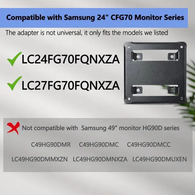 Alt view image 3 of 5 - Computer Monitor Stands CFG70 Mount Adapter is Only Compatible with Samsung CFG70 24in/27in Curved Monitor ,75mmx75mm