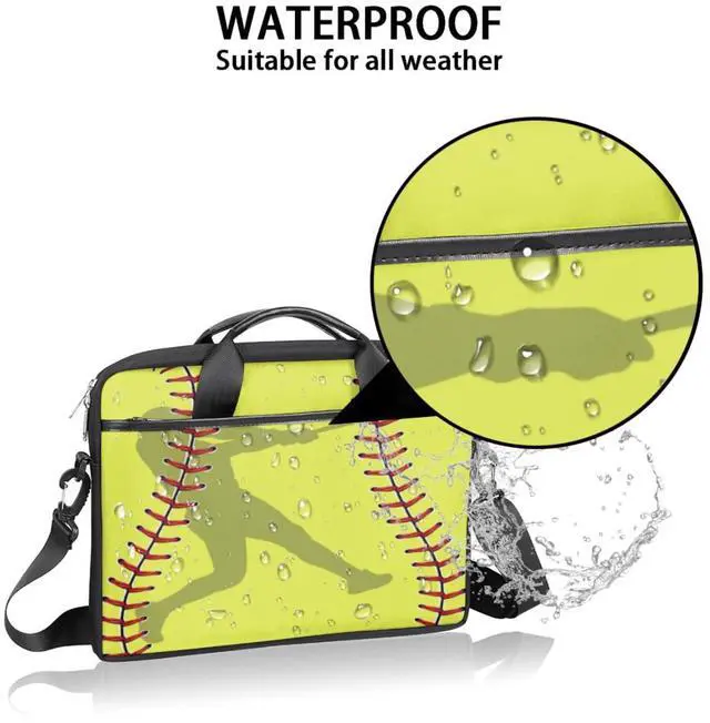 Alt view image 5 of 5 - Laptop Bag for Women Men Waterproof Laptop Shoulder Bag 14-15.6 Inch Computer Messenger Bag Carrying Case (Softball Sportsmen)