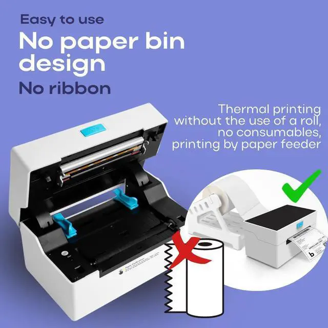 Alt view image 3 of 5 - POS STORE Label Printer Direct Thermal 4 Inch Printer, High Speed 160mm/s, USB/Bluetooth/WiFi Connection, 104mm Print Width, Easy Setup (Black + White)