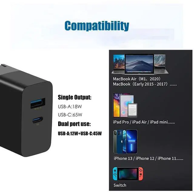 Alt view image 3 of 5 - Gomass PD Adapter for Surface pro Charger 65W Compatible with Microsoft Surface Pro 9/8/X/7/6/5/4/3,Surface Laptop 5/Studio/4/Go/3/2/1, Surface Book