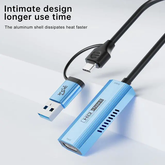 Alt view image 5 of 5 - USB 3.0 Video Capture Card Be Suitable for for Streaming and Game Recording .Compatible Device PS4/PS5/MacOS/SwitchFast Charging with PD 100W, HDMI to USB-A/C Capture Card 4K@60Hz,1080P.