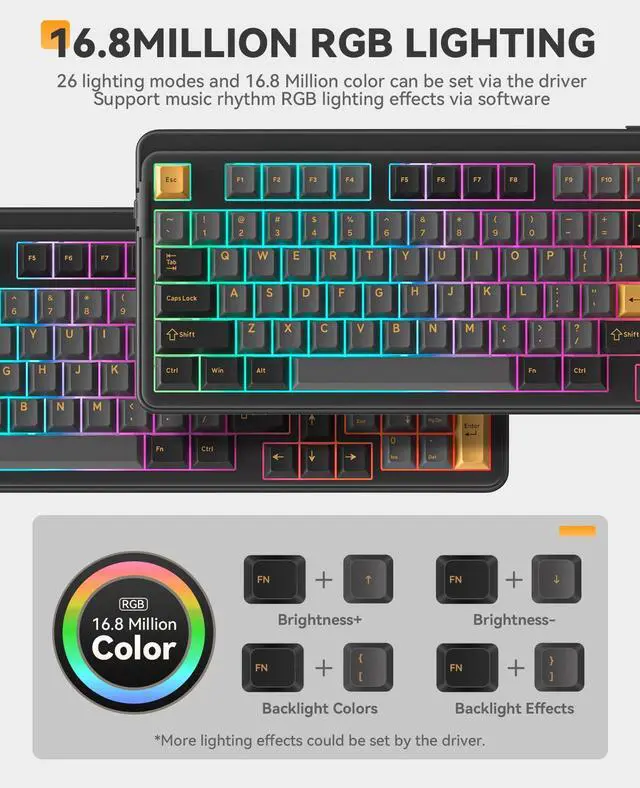 Alt view image 2 of 5 - DAREU Wireless Keyboard and Mouse:A950 Wireless Gaming Mouse & EK98PRO Gasket Wireless Gaming Keyboard Combo