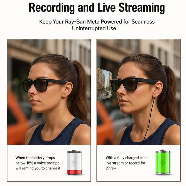 Alt view image 3 of 5 - Portable Extension Charging Cable for Ray-Ban Meta Wayfarer/Skyler/Headliner Smart Glasses and Charger Case, 5FT Charging Cable for RayBan Meta Smart Glasses and Accessories