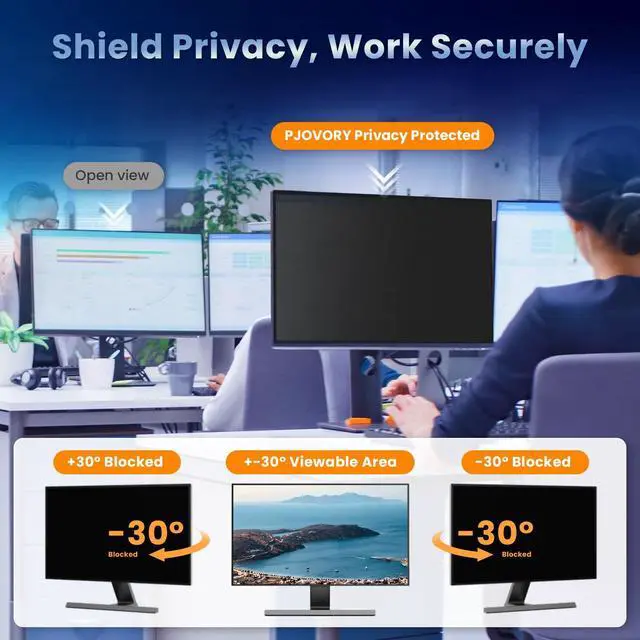 Alt view image 4 of 5 - 2 Pack Magnetic 24 Inch Monitor Privacy Screen Filter for Frameless Computer 16:9 Aspect Ratio, Reversible Eye Protection Anti Blue Light Glare Shield, Removable Anti Spy Blackout Desktop Protector