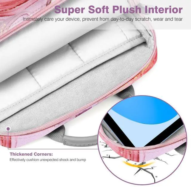 Alt view image 4 of 5 - Dadanism 9-11 Inch Tablet Sleeve Bag Carrying Case with Shoulder Strap for iPad (A16) 11", iPad 10th Gen 10.9" Air 5/4, i-Pad Air/Pro 11", i-Pad 9/8/7th 10.2", Galaxy Tab A9+ Plus 11", Cloudy Pink