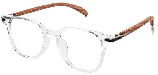 Main image of PRIVOZA Blue Light Blocking Glasses Women/Men, Fashion Imitation wood grain Eyeglasses UV Ray Filter Computer Gaming Glasses (Clear)