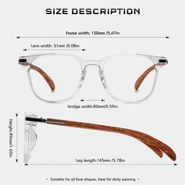 Alt view image 5 of 5 - PRIVOZA Blue Light Blocking Glasses Women/Men, Fashion Imitation wood grain Eyeglasses UV Ray Filter Computer Gaming Glasses (Clear)