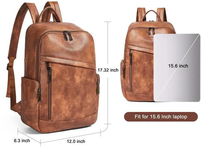Alt view image 3 of 5 - tiamyi Computer Backpack for Women Soft Leather Back pack with 15.6 inch Laptop Compartment, Fashion Ladies Travel Backpack, Brown
