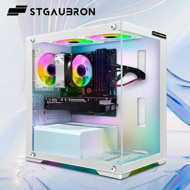 Alt view image 2 of 5 - STGAubron Gaming PC Computer Desktop, AMD Ryzen 3 3200G 3.6G, GeForce RTX 2060 6G, 16G DDR4, 512G SSD, 600M WiFi, BT 5.0, RGB Fan x3, Windows 11 Home,White