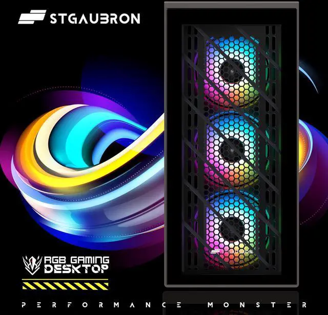 Alt view image 3 of 5 - STGAubron Gaming PC Bundle with 24 inch FHD LED Monitor- Intel Core i7 up to 3.9G, Radeon RX 590 8G, 32G RAM, 1T SSD, RGB Fan x 4, Windows 10 Home