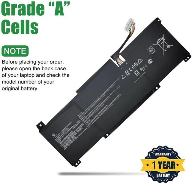 Alt view image 4 of 5 - JIAZIJIA BTY-M491 Laptop Battery Replacement for MSI Prestige 14 A11SB Series Notebook White Connector 11.4V 52.4Wh 4600mAh