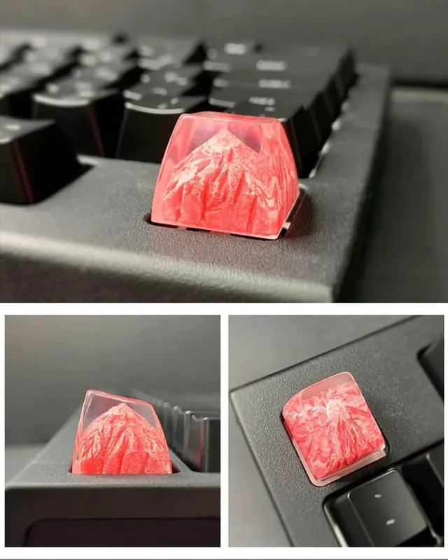 Alt view image 3 of 5 - MECHKYP Custom Resin Keycaps,Mt.Fuji Artisan Keycap,R4/Esc Backlit Mechanical keycap,Sakura Pink