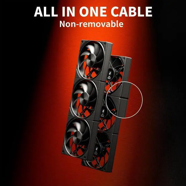 Alt view image 3 of 5 - upHere 360mm All-in-One Computer Case Fan with PWM 4-Pin Interface High Performance Cooling Low Noise for Enhanced PC Cooling U3K6