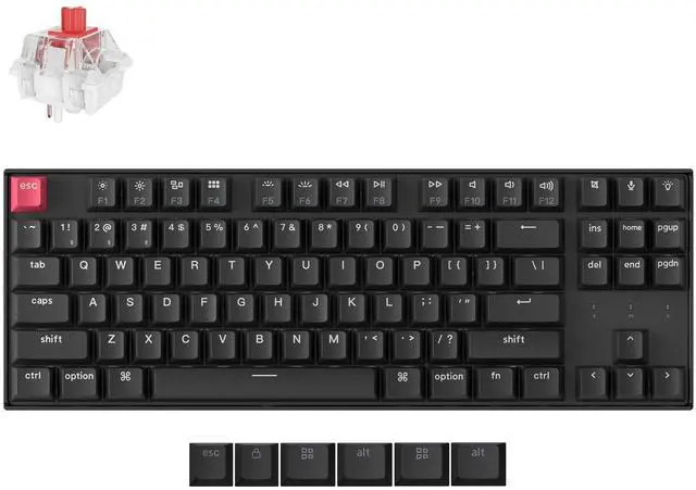 Main image of Keychron K8 Version 2 TKL Custom Wireless Mechanical Keyboard, QMK Programmable Bluetooth 5.2/Wired, White Backlit with Shine-Through PBT Keycaps, Super Red Switch for Mac Windows Linux