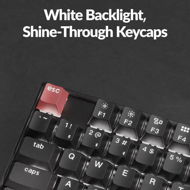 Alt view image 5 of 5 - Keychron K8 Version 2 TKL Custom Wireless Mechanical Keyboard, QMK Programmable Bluetooth 5.2/Wired, White Backlit with Shine-Through PBT Keycaps, Super Red Switch for Mac Windows Linux