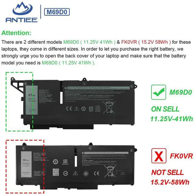 Alt view image 5 of 5 - M69D0 Laptop Battery Replacement for Dell Latitude 5430 5530 Precision 3570 P104F P104F005 P137G P137G004 Series 07KRV M69DO O7KRV 0H4PVC H4PVC 08WRCR 8WRCR 0Y86WG Y86WG 078FWY 11.25V 41Wh 3467mAh