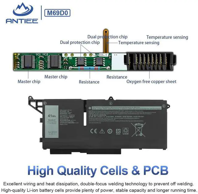 Alt view image 4 of 5 - M69D0 Laptop Battery Replacement for Dell Latitude 5430 5530 Precision 3570 P104F P104F005 P137G P137G004 Series 07KRV M69DO O7KRV 0H4PVC H4PVC 08WRCR 8WRCR 0Y86WG Y86WG 078FWY 11.25V 41Wh 3467mAh