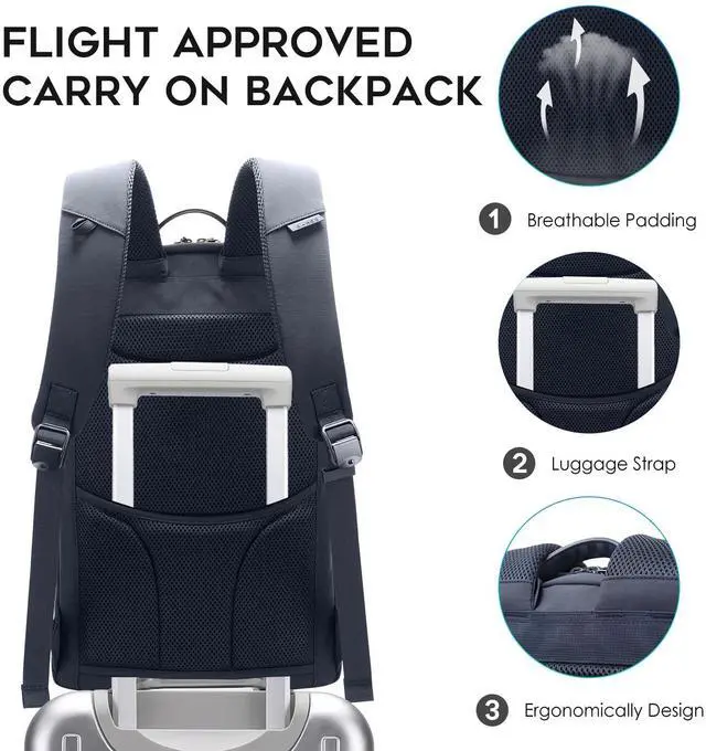 Alt view image 5 of 5 - BANGE Commute backpack can hold 15.6 inch laptop,Flight approved carry on backpack for men and woman