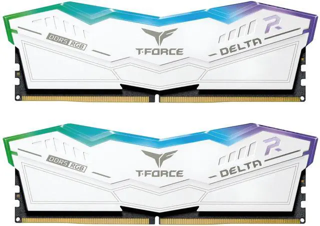 Main image of TEAMGROUP T-Force Delta RGB DDR5 Ram 32GB (2x16GB) 6000MHz PC5-48000 CL38 Intel XMP 3.0 & AMD Expo Compatible Desktop Memory Module Ram White FF4D532G6000HC38GDC01