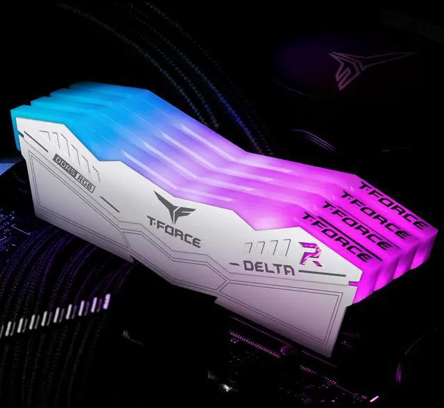 Alt view image 2 of 5 - TEAMGROUP T-Force Delta RGB DDR5 Ram 32GB (2x16GB) 6000MHz PC5-48000 CL38 Intel XMP 3.0 & AMD Expo Compatible Desktop Memory Module Ram White FF4D532G6000HC38GDC01
