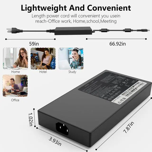 Alt view image 3 of 5 - 230W AC Adapter Fit for Thinkpad P1 P73 P53 P72 P52 P71 P51 P70 Lenovo ADL230NDC3A ADL230NLC3A 02DL143 02DL142 02DL144 Laptop Power Adapter Supply